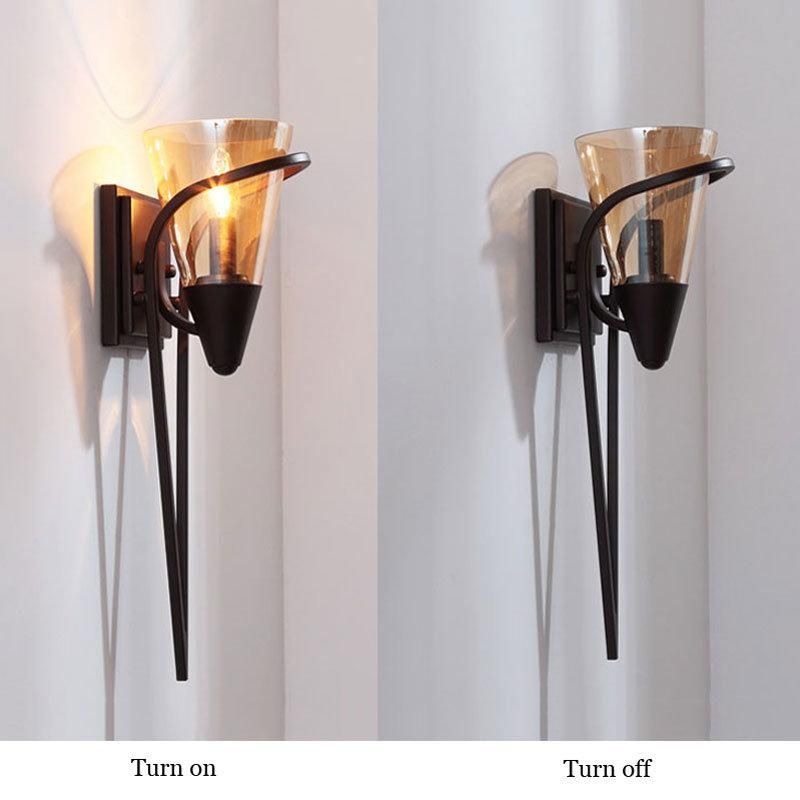 American Style Living Room Glass Lampshade Black Background Wall Lamp (WH-VR-27)