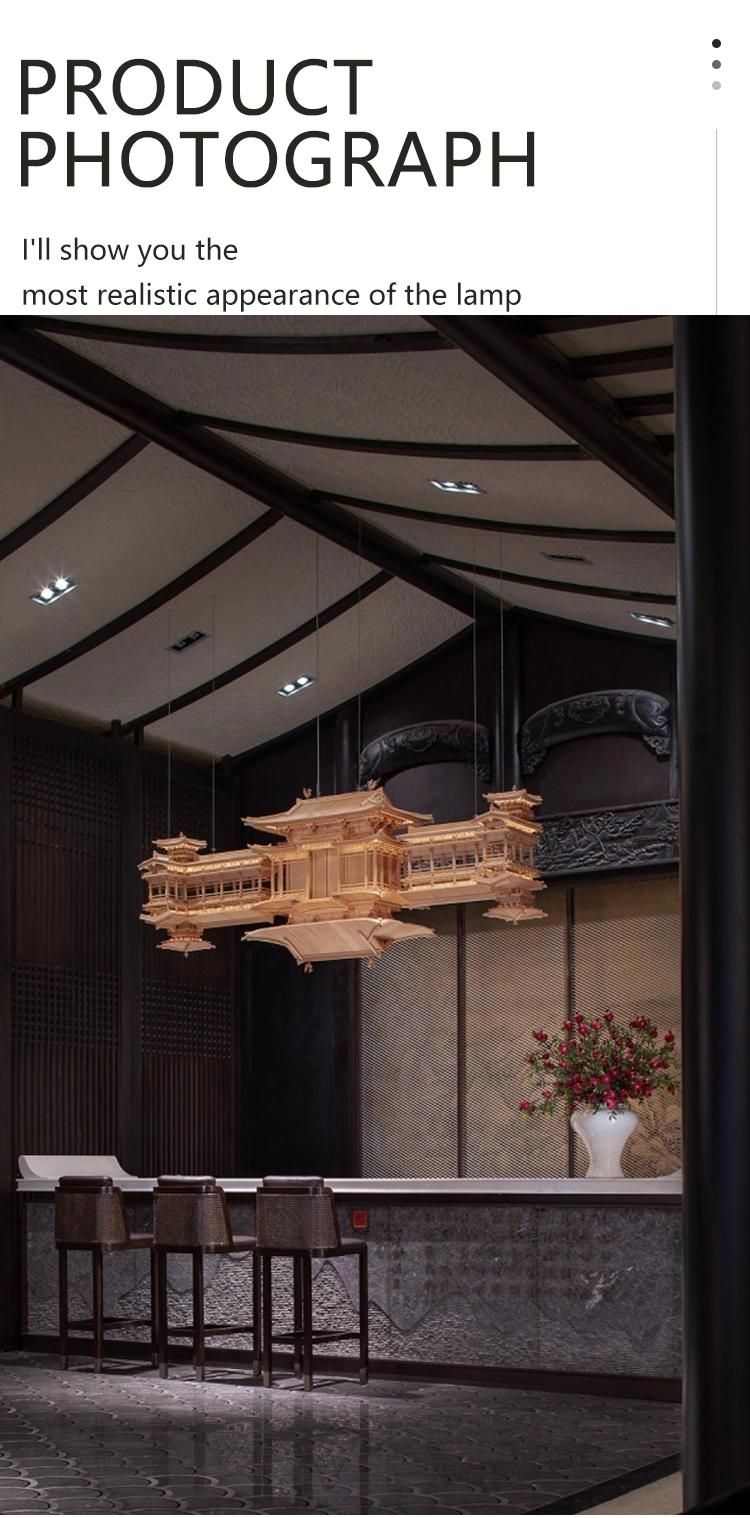 Large-Scale Custom Project Hotel Business Center Wooden House Chandelier