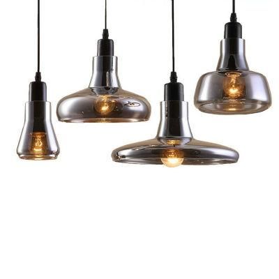 Kitchen Island Black Iron Decorative E27 Hanging Lamp Clear Shade Hotel Restaurant Hand Blown Nordic Modern Glass Pendant Lights