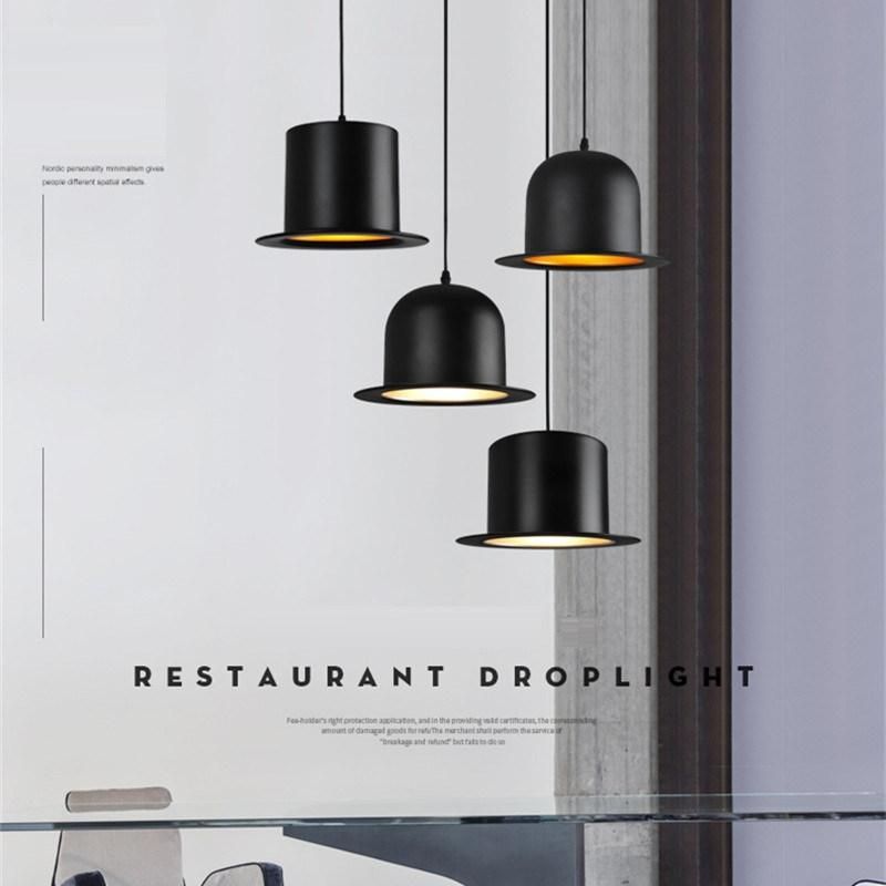 Industrial Hat Chandelier Clothing Shop Cafe Creative Single Head Lamp Restaurant Bar Black Chandelier (WH-VP-85)