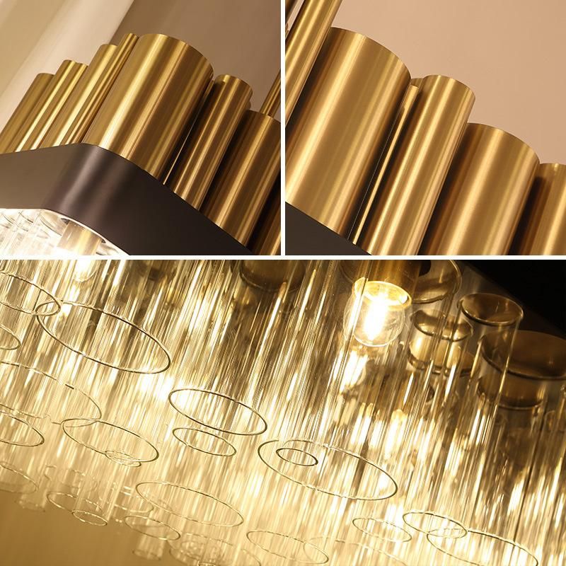 Postmodern Luxury Fashion Glass Titanium Stainless Steel Restaurant Chandelier