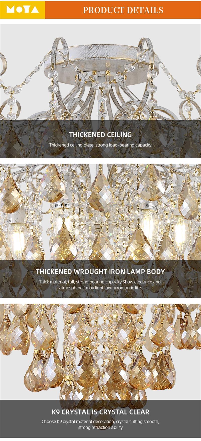 Special Chandelier Design Crystal Glass Lampshade Living Room Dining Room Modern Interior LED Ceiling Light