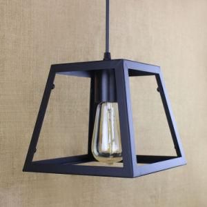 Industrial Style Geometric Black Metal Iron Pendant Light for Bathroom Kitchen