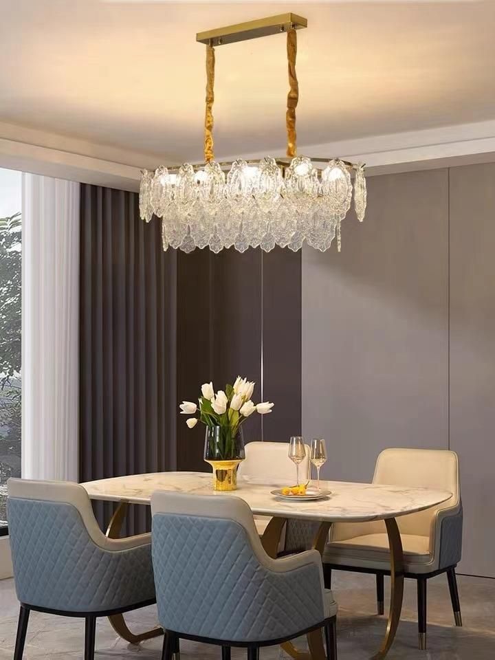 Home Lighting Pendant Elegant Design Indoor Decoration Copper Color Hanging Lamp Glass Chandelier Light