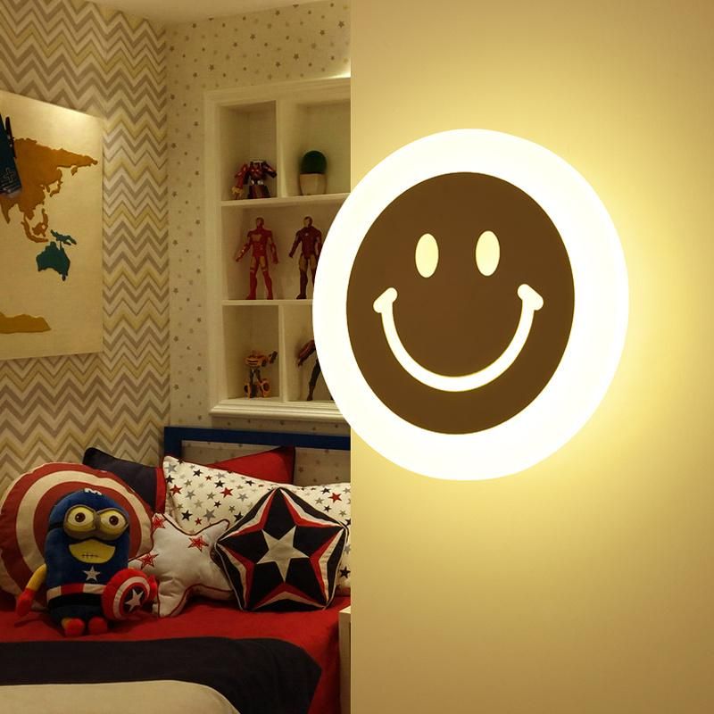 Wholesale Pop Acrylic Smile Face LED Wall Lamp for Wall Decoration