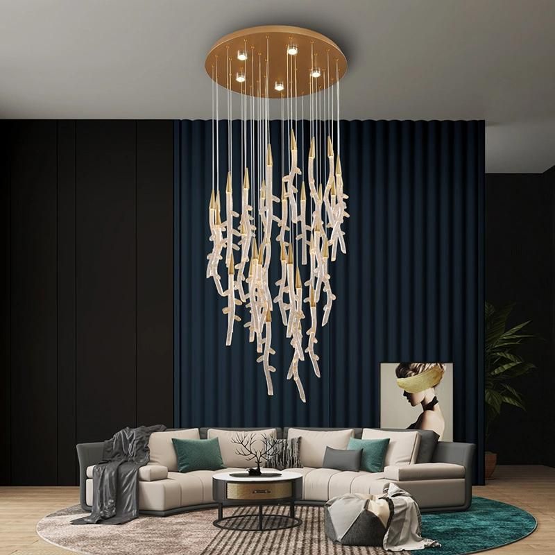 Coral Crystal Chandelier Hotel Lobby restaurant Bedroom Pendant Lamp Light