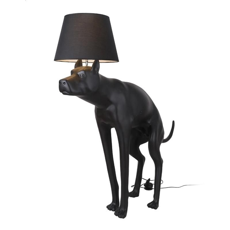 Contemporary Dog Floor Lamp Resin Black Dog Animal Scandinavian Floor Lamp (WH-VFL-15)