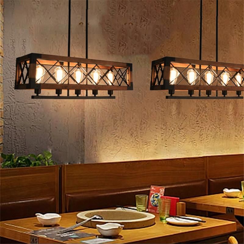 Retro LED Pendant Light American Nordic Loft Wood Pendant Light Indoor Industrial Decor Lamp (WH-VP-82)
