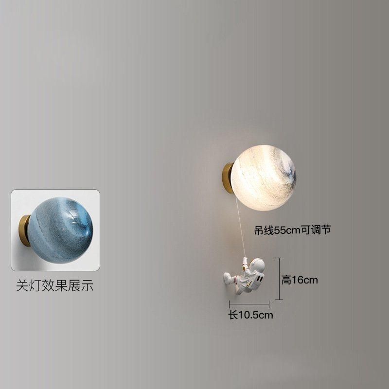 Children′s Room Moon Wall Lamps Modern Simple Creative Astronaut Cartoon Wall Lights Bedroom Bedside Background Wall Decor Lamp