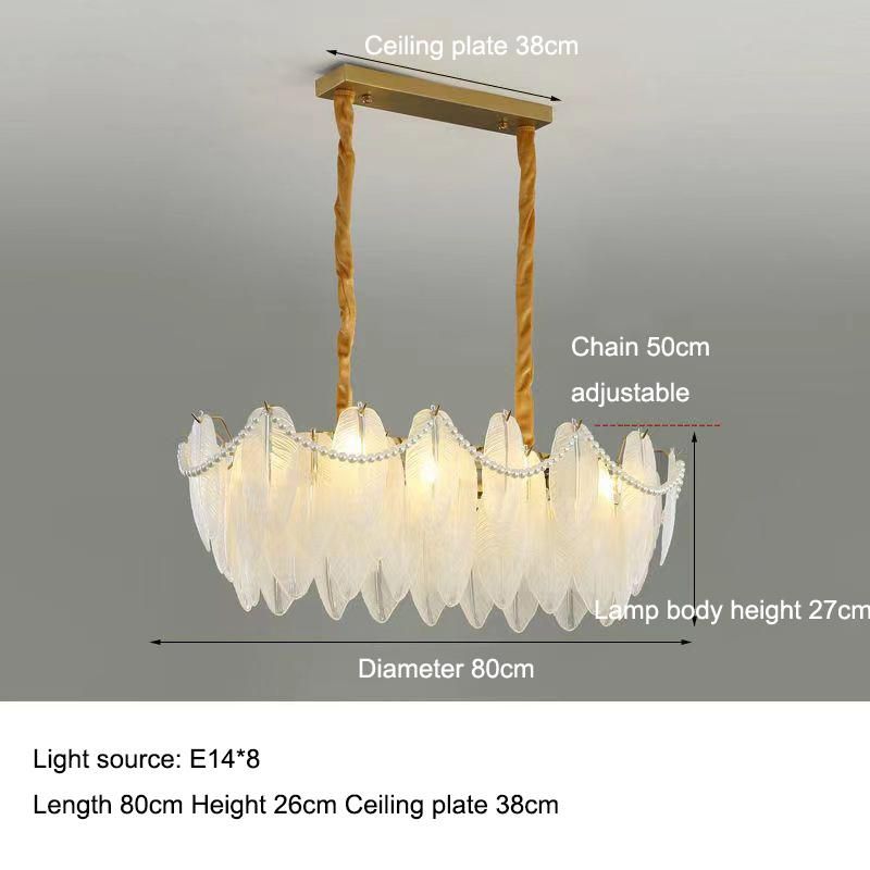 European Light Luxury Feather Glass Chandelier Hotel Restaurant Living Room Decoration Chandelier