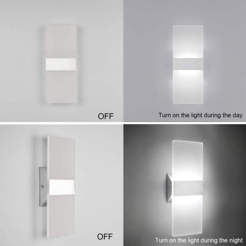 LED Wall Sconce Modern Wall Light Lamps 12W Cool White up and Down Indoor Acrylic Lighting Fixture Living Room Bedroom Hallway Conservatory Home Room Decor