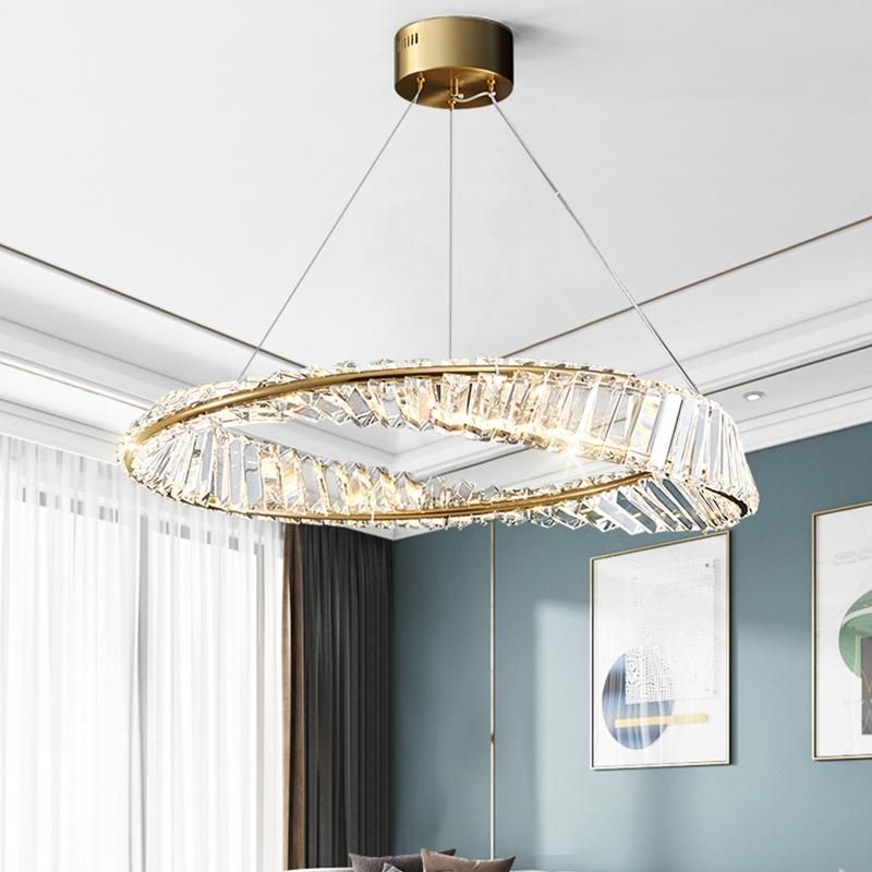 Transparent Lampshade Crystal Modern Style Pendant Lamp Chandelier Living Room Lamp