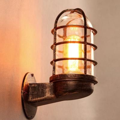 Loft Retro Industrial Bird Cage Wall Lights Wind Corridor Lantern Iron Wall Lamp American Country Bar Corridor Glass Club