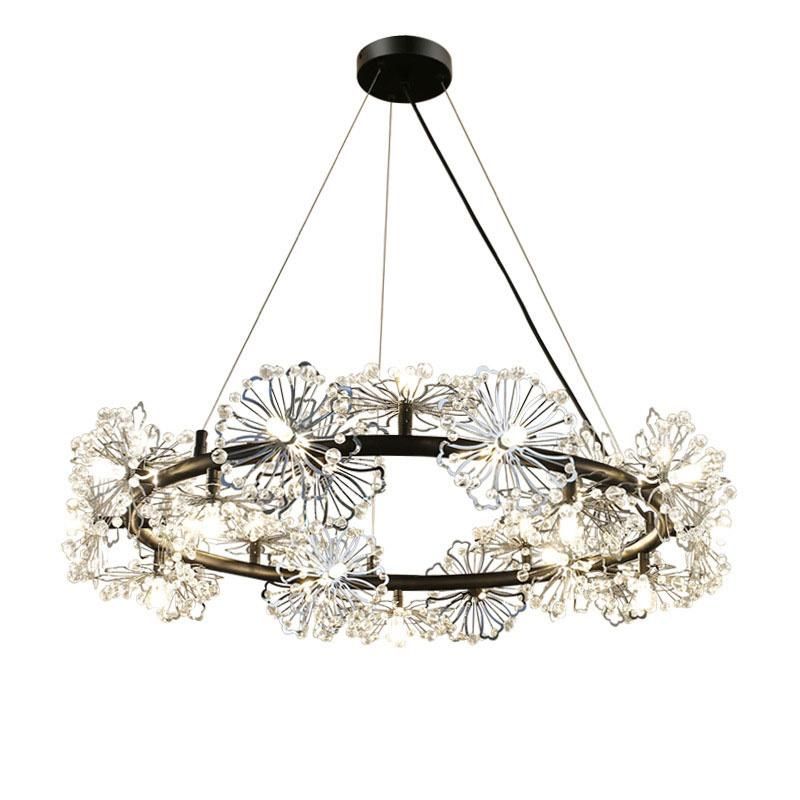 Petal Circle Crystal Chandelier Bedroom Dining Room Pendant Lamp Light