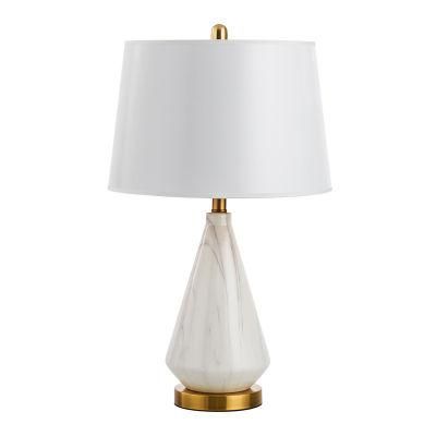 Nordic EU Style Hotel Villa Girl Room Bedroom Living Room Desk Reading Light White Ceramic with Fabric Table Lamp