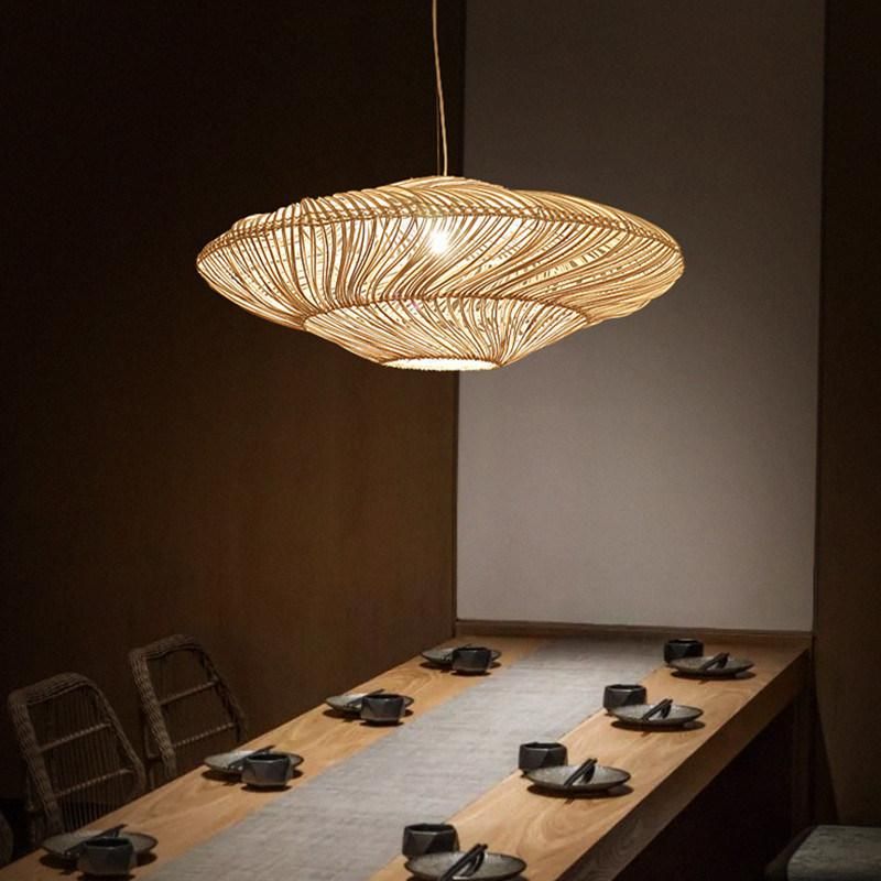 UFO Shades Rattan Lamp Creative Chinese Style Pendant Lights Wooden Suspension Lamp (WH-WP-54)