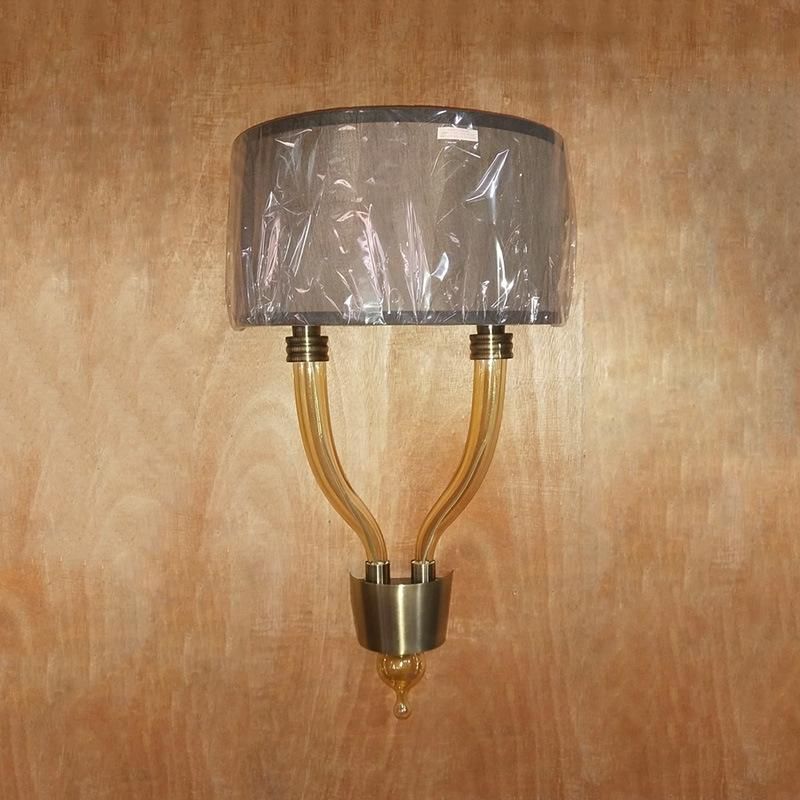 Hollow Glass Tube with Fabric Shade Wall Lamp.