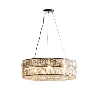 Round Hotel Living Room Modern Crystal Chandelier Lamp, Also Fit for Restaurant