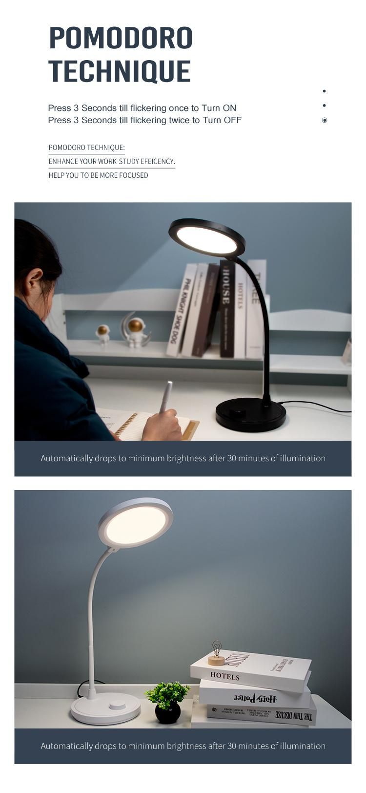 Encoder Knob Switch Stepless Dimming LED Table Lamp High Brightness Desk Lamp Big Table Light with Pomadoro Technique Mode