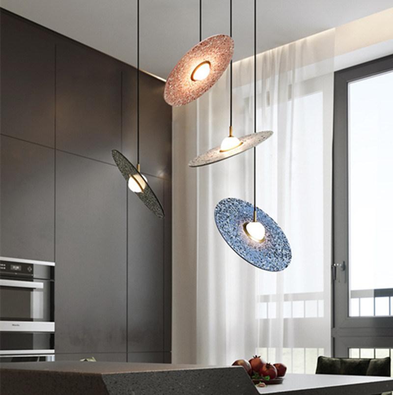 Nordic Round Pendant Light Creative Designer Bedroom Creative Terrazzo Restaurant Planet Terrazzo Pendant Lamp(Wh-Ap-128