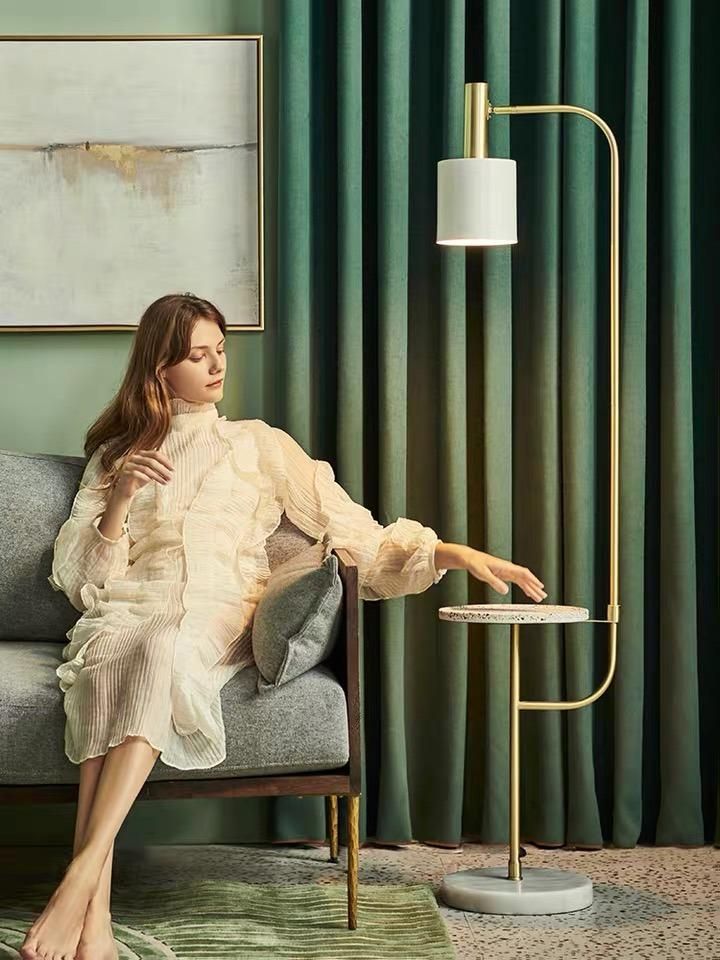 Light Luxury Floor Lamp in Northern Europe Living Room Bedroom Lamp Bedside Lamp Reading Table Lamp with Shelf