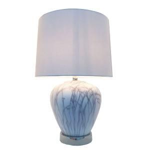 Tradition Marbleize Ceramic Table Lamp with White Fabric Shade