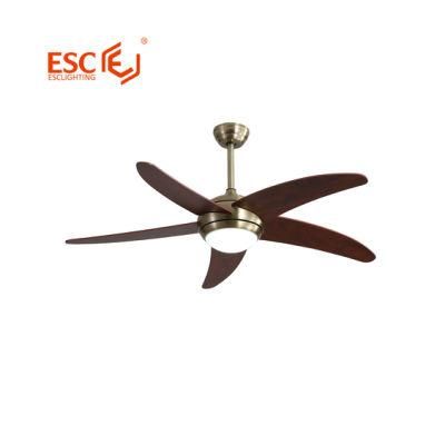 Simple Design Remote Control 3 Fan Speed AC Power 52 Inch 5 Blades Ceiling Fans Wood Light