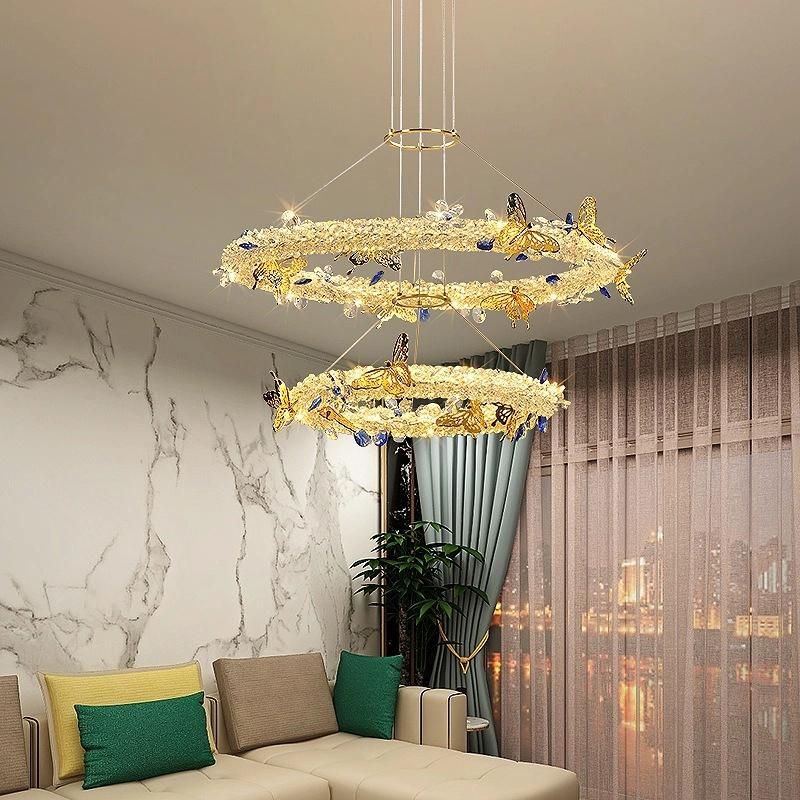 Postmodern Aluminum Butterfly Wreath Chandelier