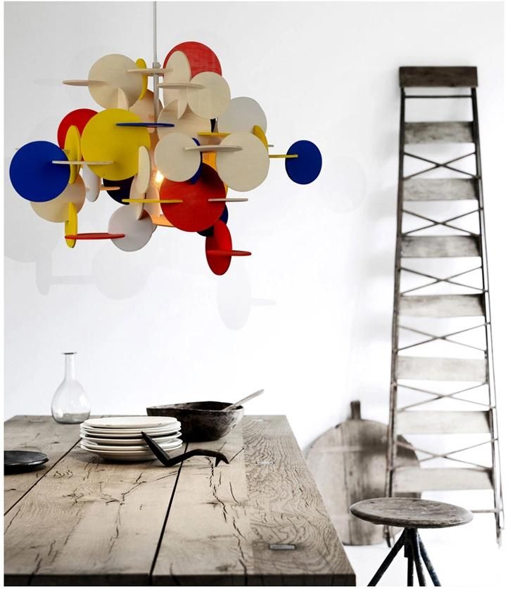 Special Lamp Fancy Lights Wood Material Colorful Lighting Design Chandelier