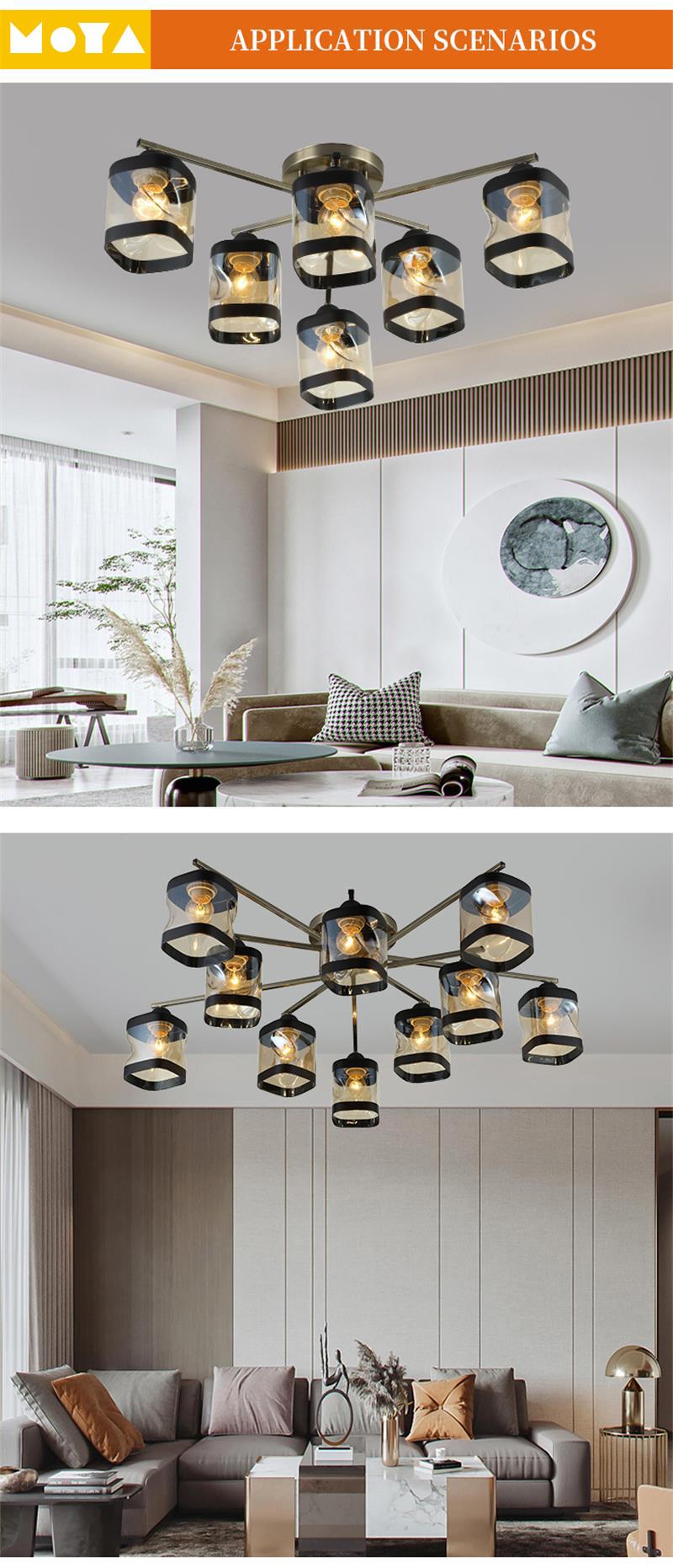 Modern Round Glass E27 Retro Interior Lighting Decorative Ceiling Lamp