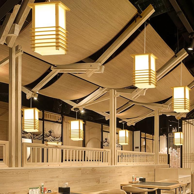Traditional Wooden Lantern Design Chandelier Dining Asian Style Pendant Lamp