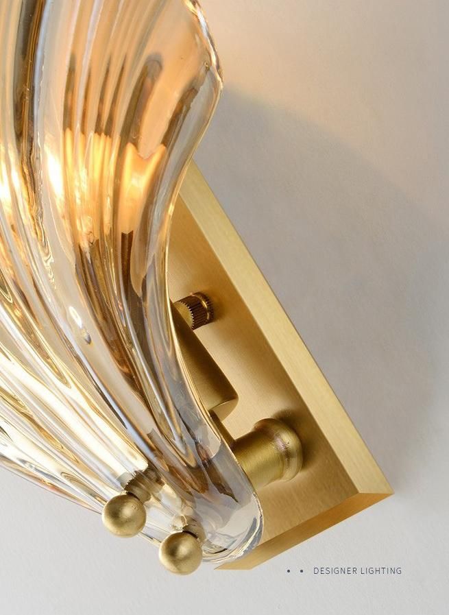 LED All-Copper Light Luxury Crystal Wall Lamp Living Room Background Wall Lamp Bedroom Bedside Lamp Shell Lamp