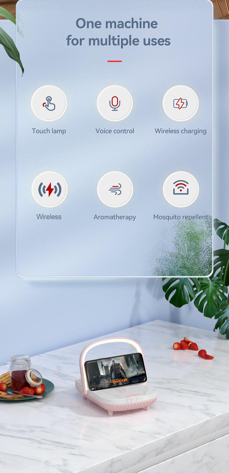 Table Lamp Mosquito Repellent Wireless Charger for Gift 3 in 1 5W Fast Wireless Charging Light