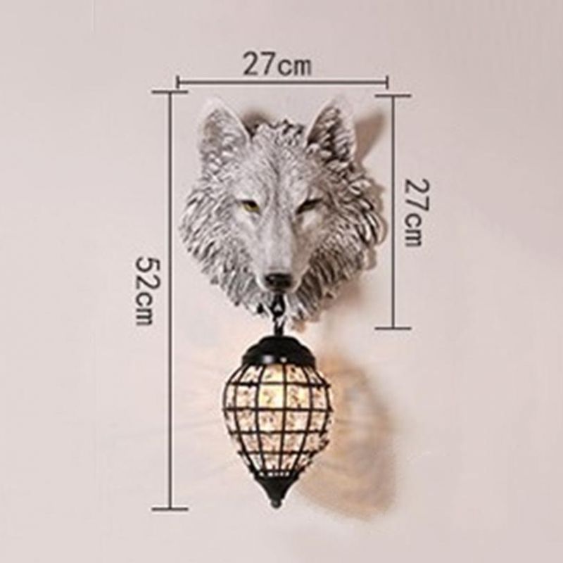 Resin Wolf Wall Lamps Vintage Wall Sconce Light Fixtures for Living Room Bedroom Loft Industrial Lamp (WH-VR-63)