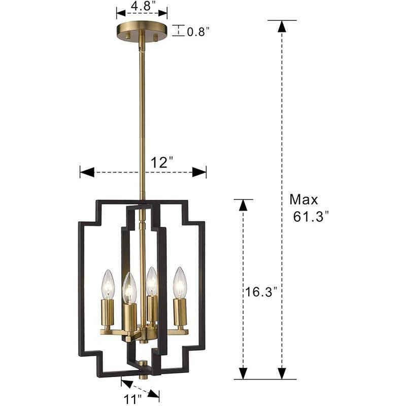 Black Gold Finish Lantern Pendant Lamp Kitchen Hanging Light Island Kitchen Island Chandeliers