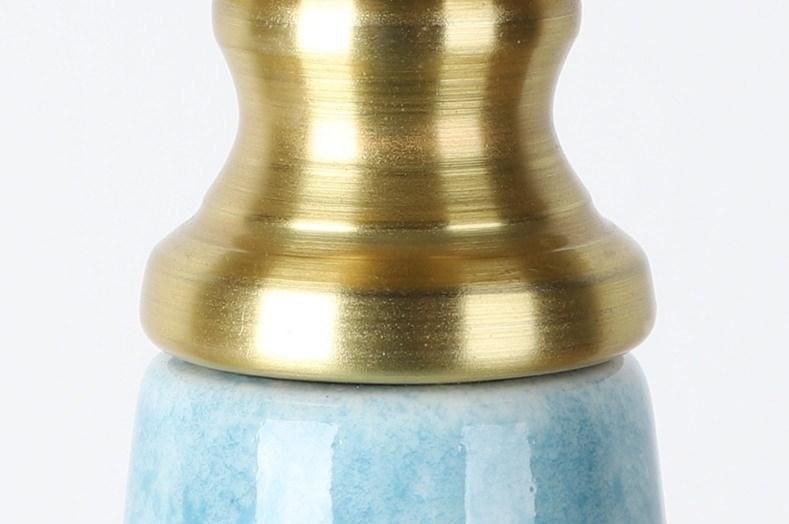 American Copper Ceramic Lamp Creative Bedroom Bedside Lamp Living Room Light Luxury Modern Simple Blue