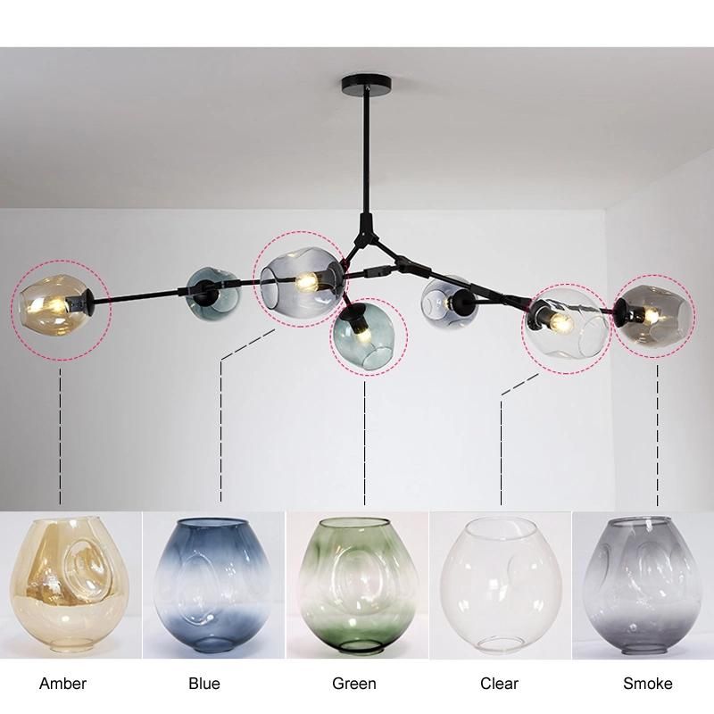 Modern Simple Style Coffee Shop Art Decor Suspension Iron Glass LED Pendant Lamp