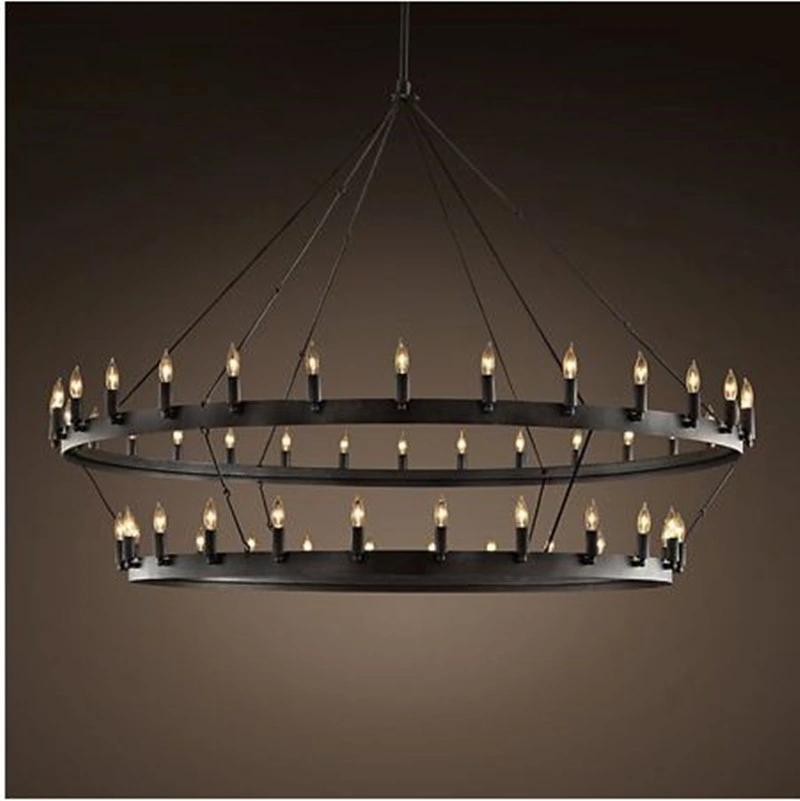 Black 9/12/15/18/27/33 PCS E14 Candle Chandelier Retro Iron Restaurant Kitchen Large Chandelier (WH-VP-112)