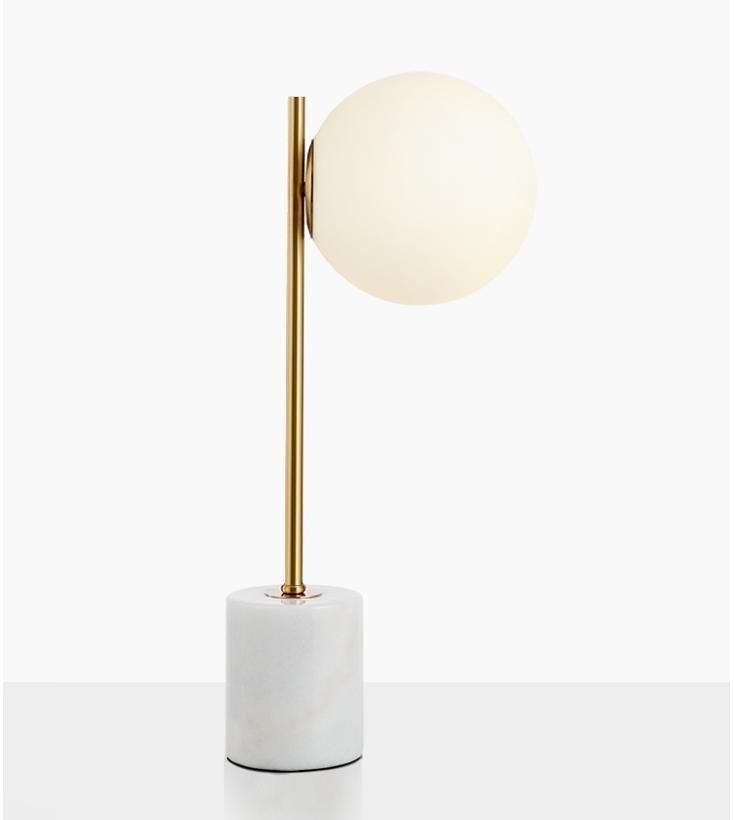Nordic Light Luxury Metal Postmodern Simple Marble Table Lamp Bedroom Bedside Creative Personality Glass Ball Table Lamp