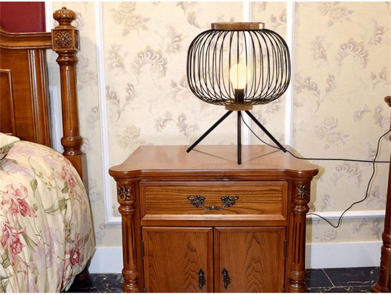 Home Decor Table Lamps Living Room Iron Line Birdcage Table Light Bedroom Bedside Desk Lamp Study Reading Lamp