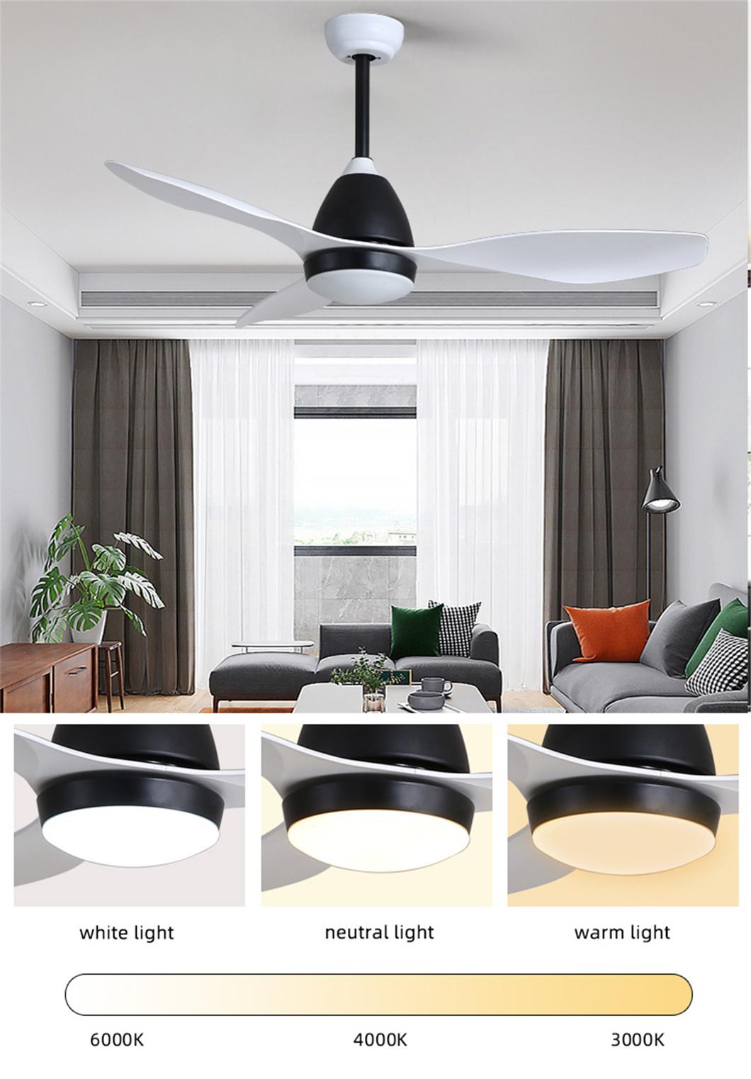 Modern Style 5 Fan Speed 3 Colors LED Source Dimming Fan Ceiling Light