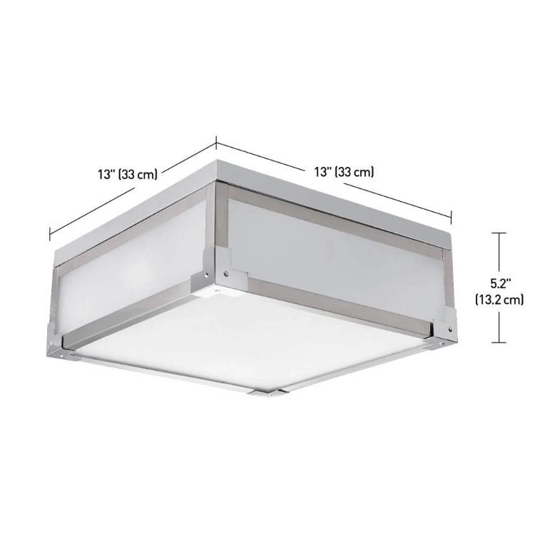 Jlc-H30 Square 2-Light Flush Mount Ceiling Light with Frosted Glass