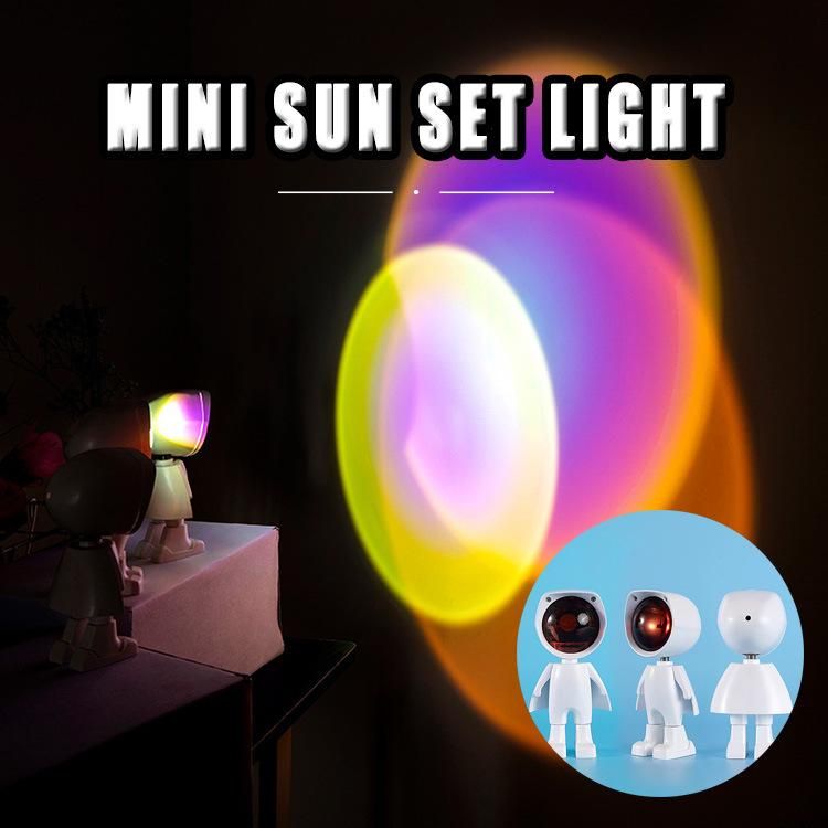 Hot Sale Touchs Control Robot Sunset Lamps Rainbow Projection Light Atmospheres Decoration Mini Sunset Projector Table Lamps