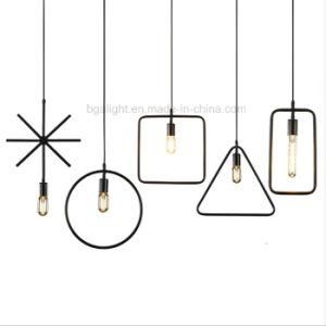 Black Iron Multiple Geometry Shape Island Pendant Lights for Restaurant, Shop