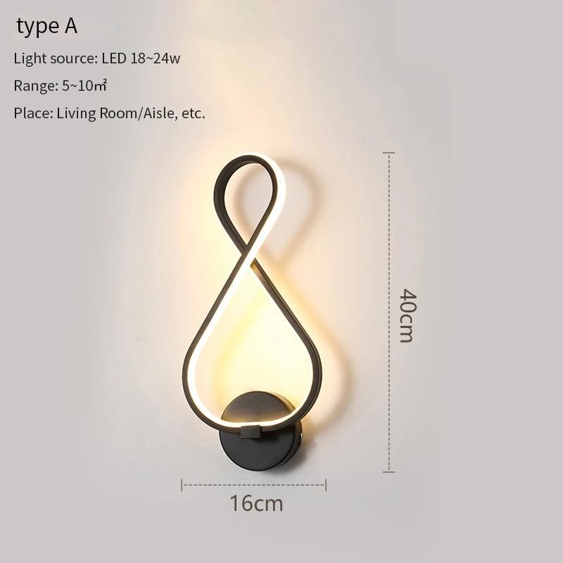 Modern Minimalist LED Wall Light for Living Room Bedroom Bedside Black Aisle Corridor Stair Wall Light ((WH-OR-81)