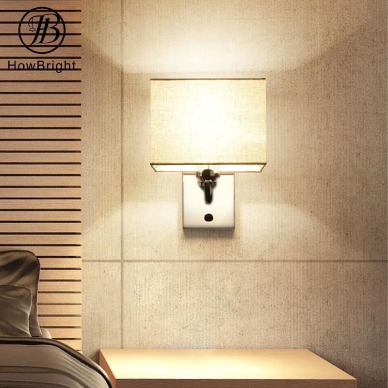 How Bright Chrome & Fabic Hotel Wall Lamp Wall Lighting IP44 Bedside Wall Light for Hotel & Bedroom