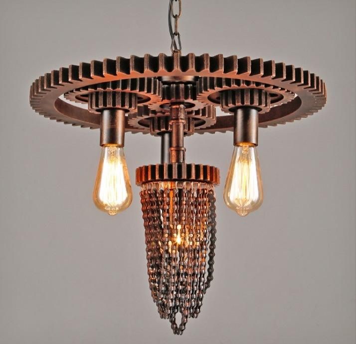 Retro Modern Rusty Iron Hanging Pendant Light Chandelier for Bar