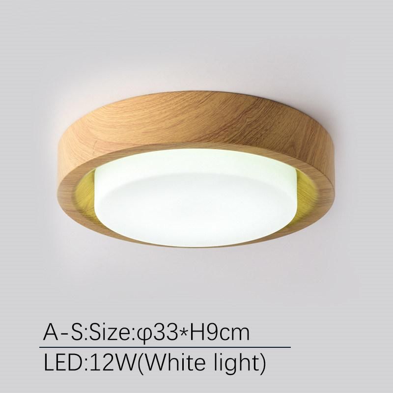 Wooden Round Ceiling Lights for Bedroom Iron Surface Mounted Rooms Lighting (WH-WA-28)