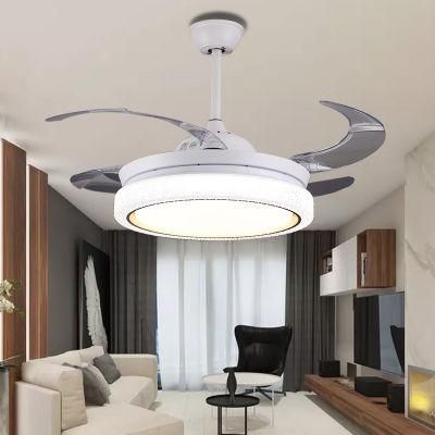 Dafangzhou 72W Lighting Reversible Dimmable LED Ceiling Fan Light Nickel Fan Chandelier with Remote for Living Room Operated Ceiling Lights