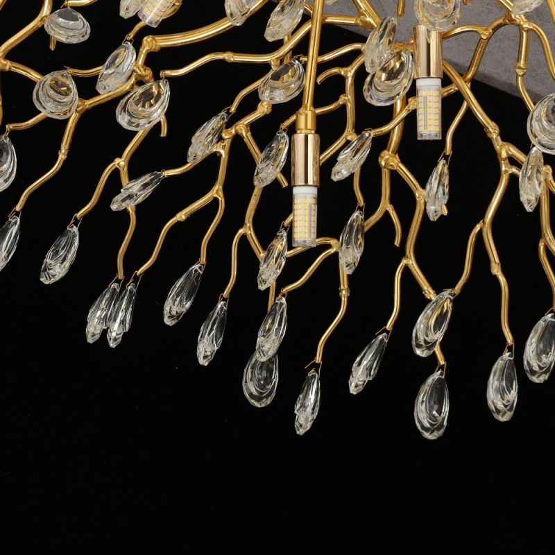 2022 Home Decor Pendant Lamp Bedroom Villa Lobby Brass Chandelier Tree Branch Crystal Latest Design
